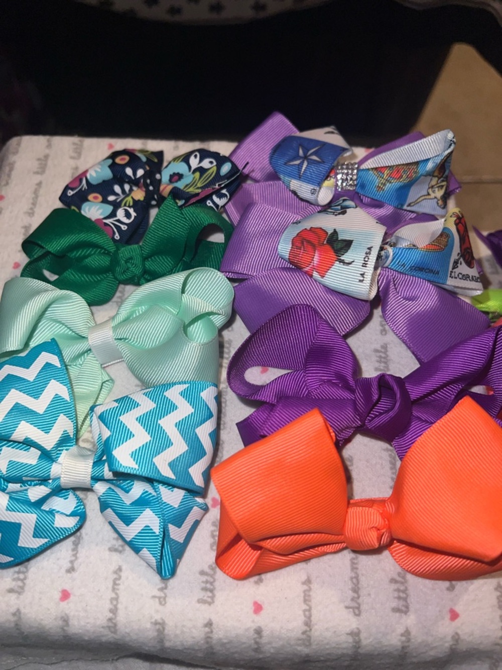 Assorted Girls' Ribbon Hair Bows - Purple, Orange, Teal, Mint, Green, Navy